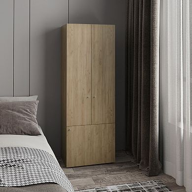 Home 3 Door Closet System with Hanging Rod for clothes and interior Shelves.