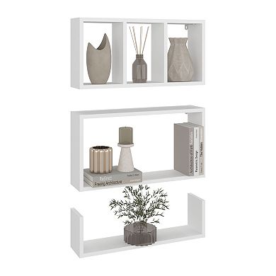 Trego Wall Shelves Set of 3, Modern Floating Shelves for Home Storage and Decoration.