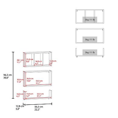 Trego Wall Shelves Set of 3, Modern Floating Shelves for Home Storage and Decoration.