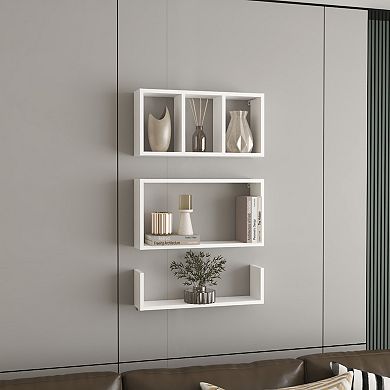 Trego Wall Shelves Set of 3, Modern Floating Shelves for Home Storage and Decoration.