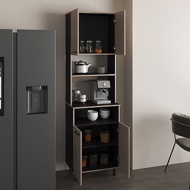 Otomo Pantry Cabinet, With 5 Shelves And 4 Doors