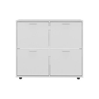 Opal 4-Door Shoe Rack Cabinet With Multiple Shelves, Modern Footwear Storage