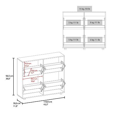 Opal 4-Door Shoe Rack Cabinet With Multiple Shelves, Modern Footwear Storage