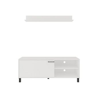 Bryce Tv Stand Two Doors, Open Shelves And Spacious Top Surface, Modern Entertainment Unit