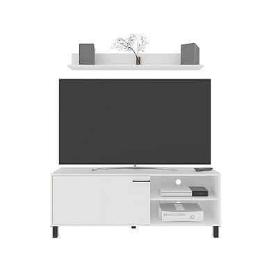 Bryce Tv Stand Two Doors, Open Shelves And Spacious Top Surface, Modern Entertainment Unit