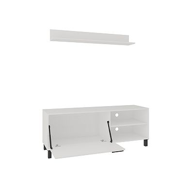 Bryce Tv Stand Two Doors, Open Shelves And Spacious Top Surface, Modern Entertainment Unit