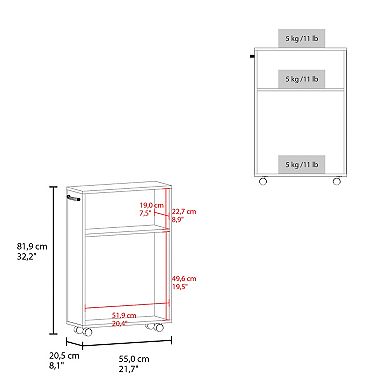 Wiley Storage Cart With Casters, Multipurpose Organizer with Open Shelves And Compact Design