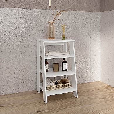 Bathbi 30" High 4-Tier Ladder Shelf Organizer For Bathroom, Side Table, Living Room