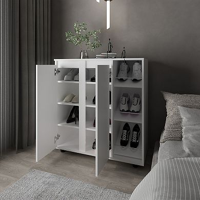 Houck Shoe Rack with 3 Side Tiers, Compact Storage for Shoes, Boots, and Accessories Organizer