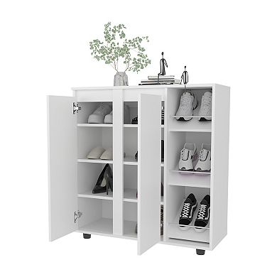 Houck Shoe Rack with 3 Side Tiers, Compact Storage for Shoes, Boots, and Accessories Organizer