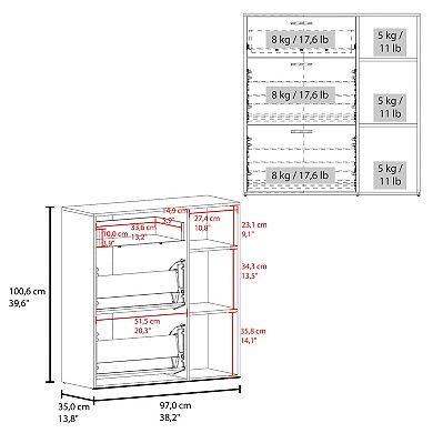 Showie 3-Door Shoe Rack with Interior Shelves And Side Shelves,One Drawer Storage Cabinet for Shoes.