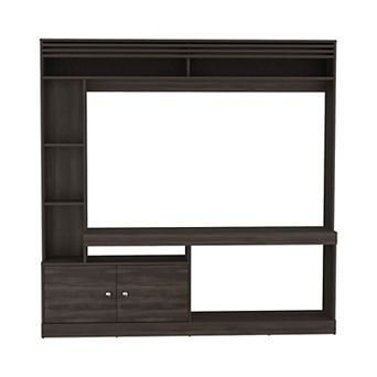 Dante 71" Wide Freestanding Entertainment Center, Tv Stand , 8 Shelves, Bookcase, Cabinet.