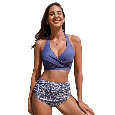 Women's Cupshe Twist Bikini Top & High-Rise Bottoms Swim Set