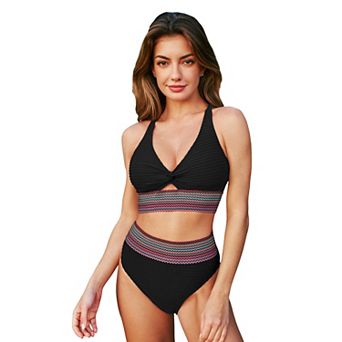 Women's Cupshe 2 pc Keyhole Bikini Swim Top & High-Rise Swim Bottoms Set