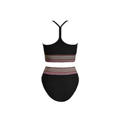 Women's Cupshe 2-Piece Keyhole Bikini Swim Top & High-Rise Swim Bottoms Set