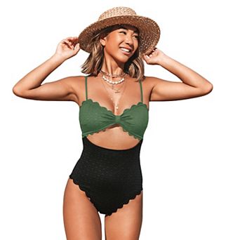 Women's Cupshe Cutout Scallop Trim One-Piece Swimsuit