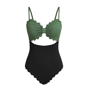 Women's Cupshe Cutout Scallop Trim One-Piece Swimsuit
