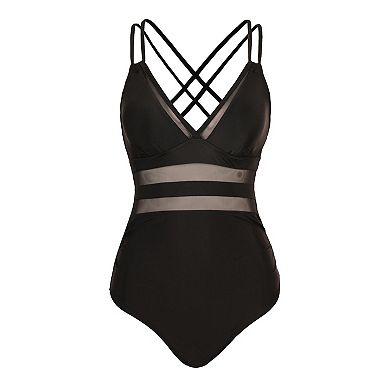 Women's Cupshe Cutout Mesh Tummy Control One-Piece Swimsuit
