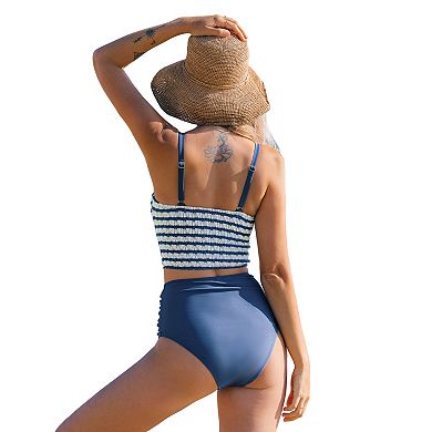 Women's Cupshe 2-Piece Square Neck Tankini Swim Top & High Waisted Swim Bottoms Set