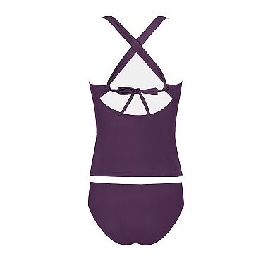 Women's Cupshe 2-Piece V-Neck Crisscross Cutout Tankini Swim Top & Swim Bottoms Set