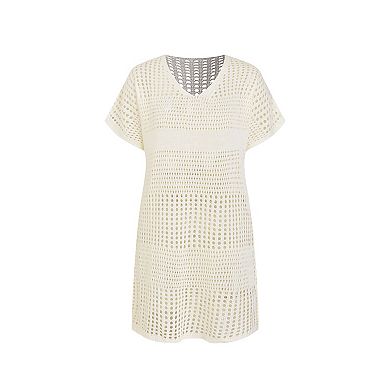 Women's Cupshe Crochet Short Sleeve Cover-Up Mini Dress