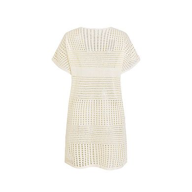 Women's Cupshe Crochet Short Sleeve Cover-Up Mini Dress