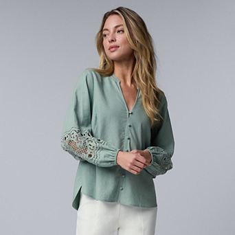 Women's Simply Vera Vera Wang Lace Long Sleeve Blouse