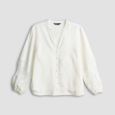 Petite Simply Vera Vera Wang Long Sleeve Lace Blouse