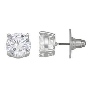 You're Invited Silver Tone Simulated Crystal Stud Earrings
