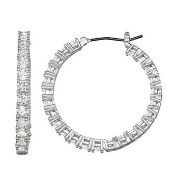 You're Invited Silver-Tone Simulated Crystal Hoop Earrings