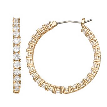 You're Invited Silver-Tone Simulated Crystal Hoop Earrings