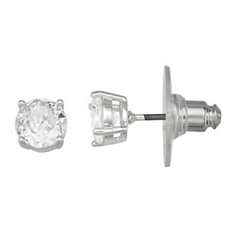 You're Invited Silver-Tone Simulated Crystal Stud Earrings