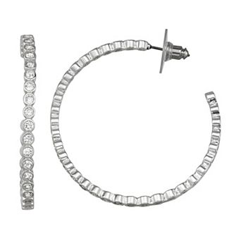 You're Invited Social Silver Tone Hoop Earrings