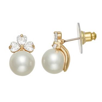 You're Invited Silver-Tone Simulated Pearl Stud Earrings