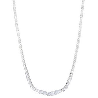 You're Invited Silver-Tone Simulated Crystal Tennis Collar Necklace