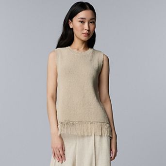 Women's Simply Vera Vera Wang Sleeveless Fringe Sweater