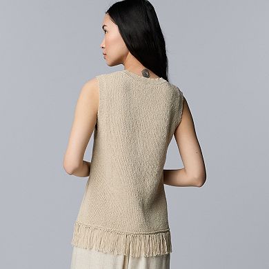 Women's Simply Vera Vera Wang Sleeveless Fringe Sweater