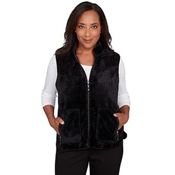 Petite Alfred Dunner Plush Fleece Lined Mock Neck Vest