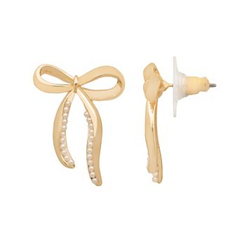 LC Lauren Conrad Gold-Tone Bow Button Earrings