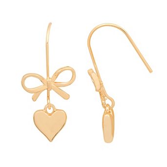 LC Lauren Conrad Gold-Tone Bow & Heart Drop Earrings