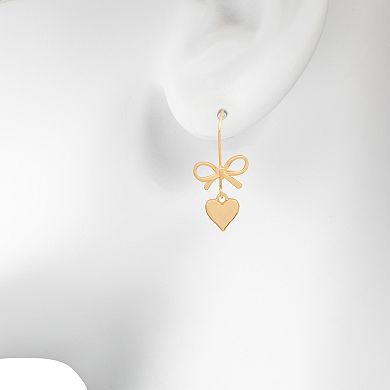 LC Lauren Conrad Gold-Tone Bow & Heart Drop Earrings