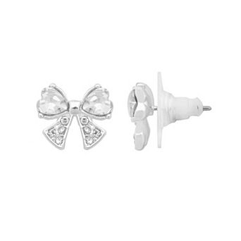 LC Lauren Conrad Silver Tone Look Of Real Bow Stud Earrings