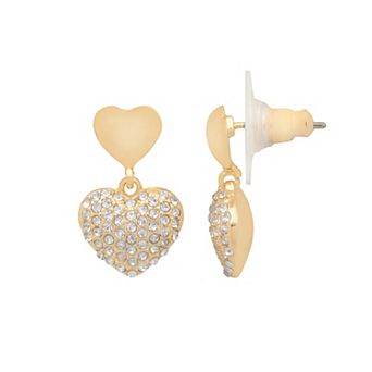 LC Lauren Conrad Gold-Tone Double Heart Drop Earrings