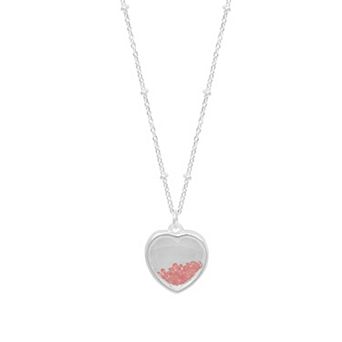 LC Lauren Conrad Silver Tone Short Shaky Bead Heart Pendant Necklace