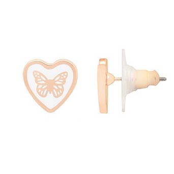 LC Lauren Conrad Heart & Butterfly Button Earrings