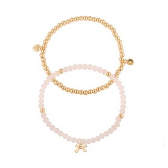 LC Lauren Conrad Stretch Bracelets with Heart & Bow Drops Set