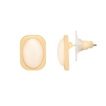 LC Lauren Conrad Gold-Tone Oval Cabochon Button Earrings