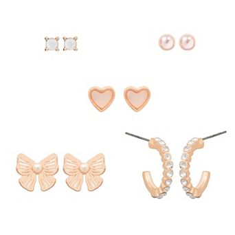 LC Lauren Conrad Love & Bows 5 pk Earrings Set