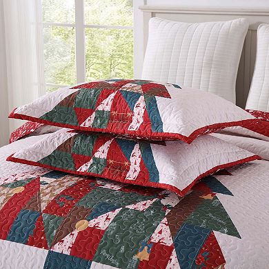 Marcielo 3 Pcs Patchwork Christmas Tree Quilt Set Reversible Holiday Quilt Bedspread