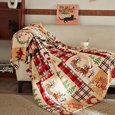 Marcielo Christmas Throw Blanket 50" x 60" Soft Flannel Holiday Blanket for Couch